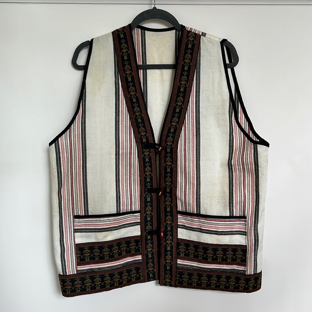 Indigenous ethnic patterned pocketed vest